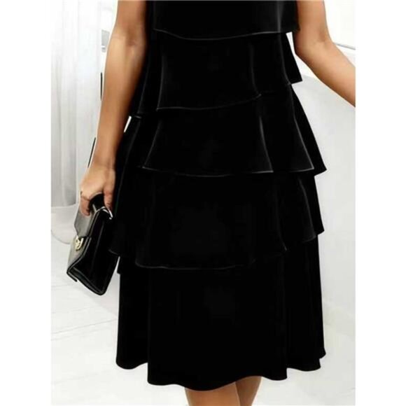 Full Size Ruffled Layered Petal Sleeve Dress Plus Size - Picture 6 of 12